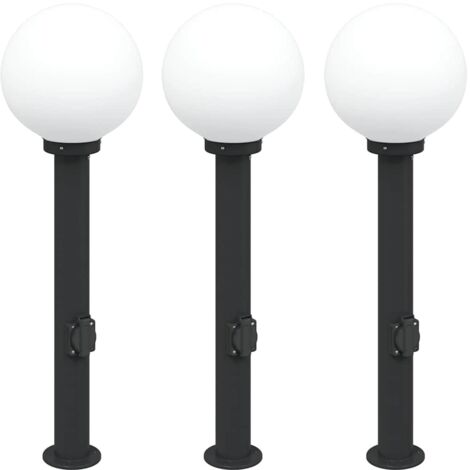 Bollard Lights with Outlet 3 pcs 80 cm Black IP44 vidaXL