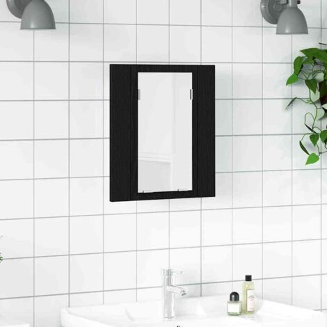 LED Bathroom Mirror Cabinet Black Oak 40x12x45 cm Engineered Wood vidaXL