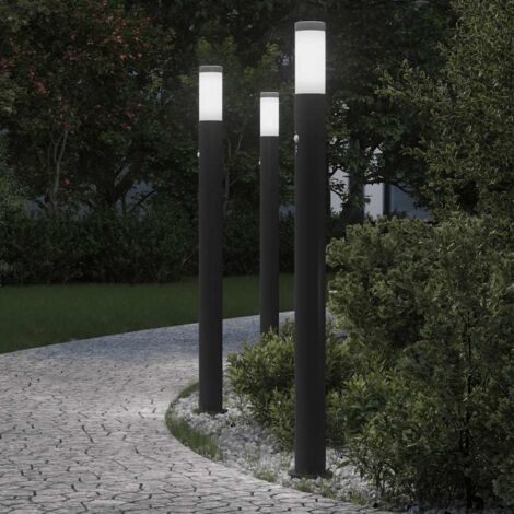 Bollard Lights with Sensor 3pcs 110 cm Stainless Steel IP44 vidaXL