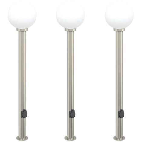 Bollard Lights with Outlet 3 pcs 120 cm Stainless Steel IP44 vidaXL