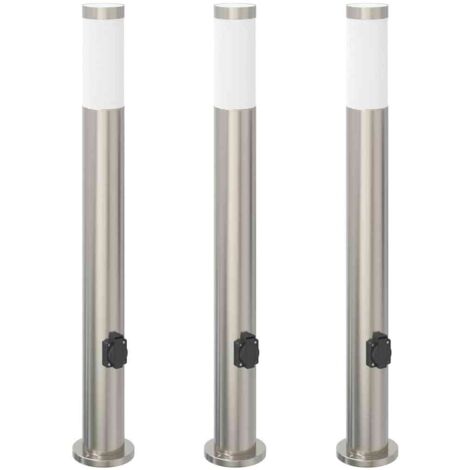 Bollard Lights with Outlet 3pcs 80 cm Stainless Steel IP44 vidaXL (1/5)