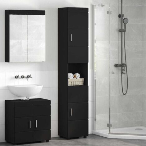 Bathroom Cabinet Set TULUM Black 37 x 31.5 x 203 cm vidaXL (1/5)