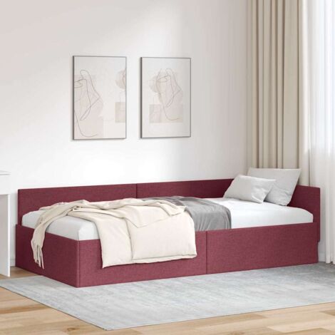 Corner Bed Frame with Headboard Wine red 90 x 190 cm vidaXL