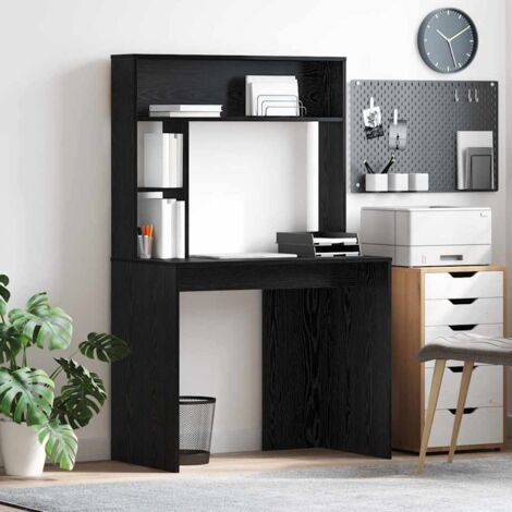 Desk with Shelf Black oak 91 x 50 x 149 cm Engineered wood vidaXL