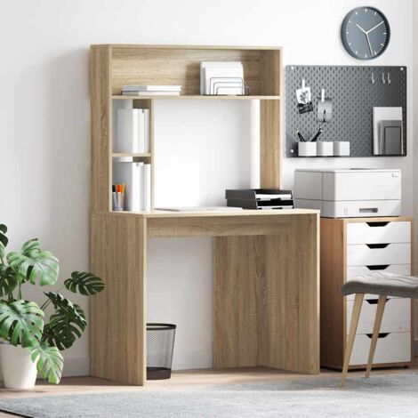 Desk with Shelf Sonoma oak 91 x 50 x 149 cm Engineered wood vidaXL