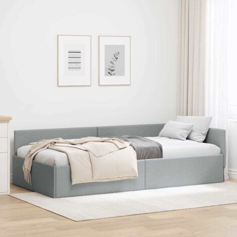Corner Bed Frame with Headboard Light grey 80 x 200 cm vidaXL