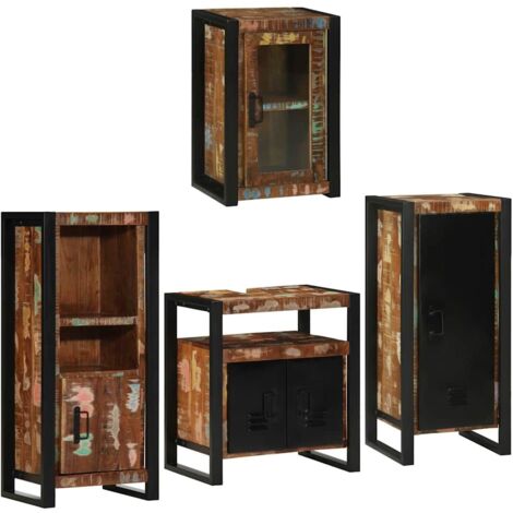 Bathroom Furniture Set 4 pcs Multicolour Solid Reclaimed Wood vidaXL (1/5)