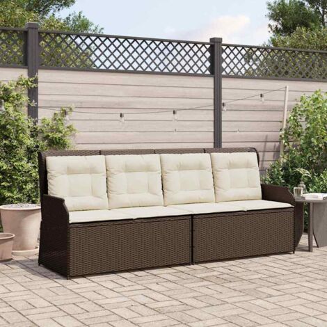 Garden Bench with Cushion Brown Poly rattan vidaXL (1/5)