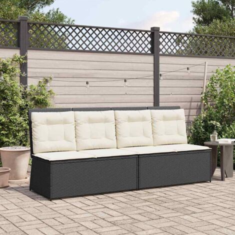 Garden Bench with Cushion Black Poly rattan vidaXL (1/5)