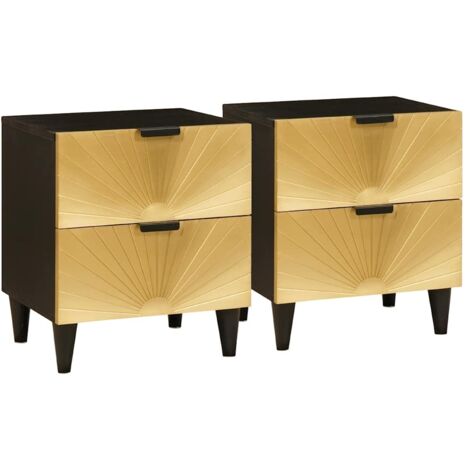 Bedside Table 2 pcs Black and Gold 40 x 33.5 x 46 cm vidaXL