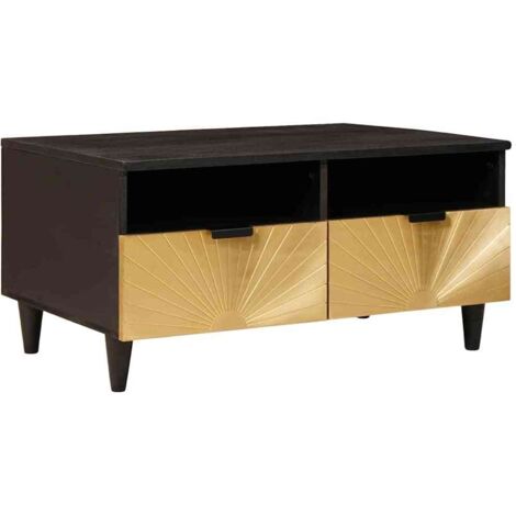 Coffee Table Black and Gold 80 x 54 x 40 cm Solid mango wood vidaXL (1/5)