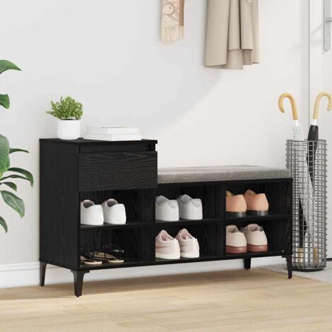 Shoe Cabinet Black oak 102 x 36 x 60 cm Engineered wood vidaXL (1/5)