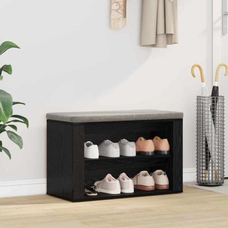 Shoe Rack with Shelf Black oak 75 x 35 x 45 cm Engineered wood vidaXL (1/5)
