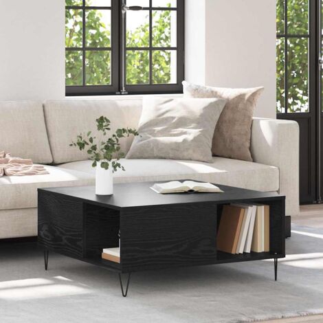 Coffee Table Black oak 80 x 80 x 36.5 cm Engineered wood vidaXL (1/5)