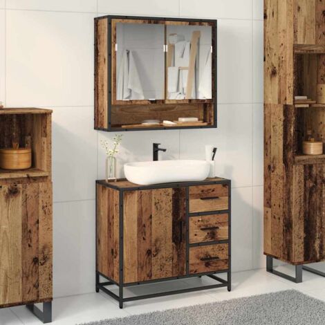 Bathroom Sink Cabinet with Drawer Old wood 65 x 33 x 60 cm vidaXL