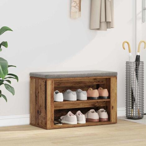 Shoe Rack with Shelf Old wood 75 x 35 x 45 cm Engineered wood vidaXL