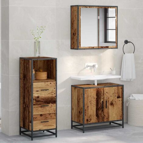 Bathroom Furniture Set with Drawer Old Wood 35 x 37.5 x 100 cm vidaXL