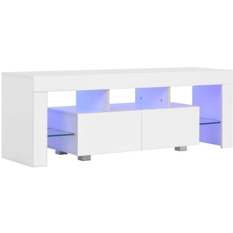 vidaXL TV Cabinet with LED Lights 130x35x45 cm High Gloss White