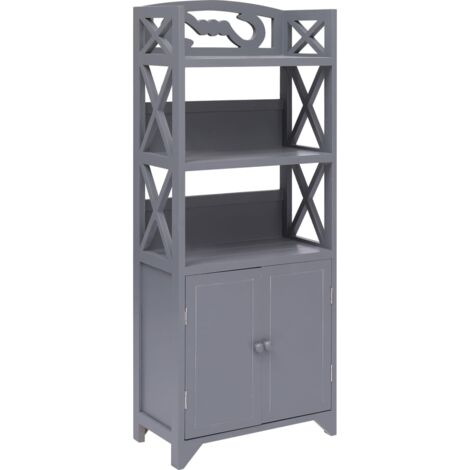 Bathroom Cabinet Grey 46x24x116 cm Paulownia Wood vidaXL