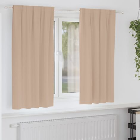 Blackout Curtains with Rings Taupe Polyester vidaXL