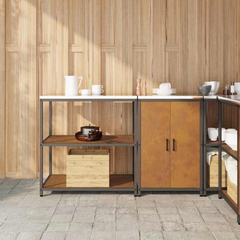 Kitchen Storage Set HATTEM 2 pcs Rusty Steel vidaXL