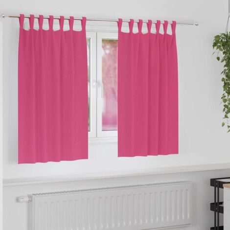 Blackout Curtains with Rings Bright Pink Polyester vidaXL