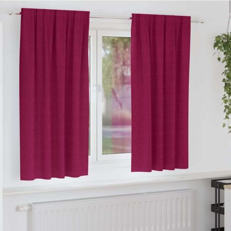 Blackout Curtains with Rings Wine Red Polyester vidaXL