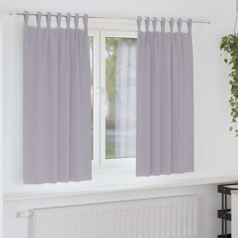 Blackout Curtains with Rings Metal Grey Polyester vidaXL
