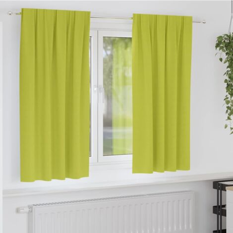 Blackout Curtains with Rings Green Polyester vidaXL