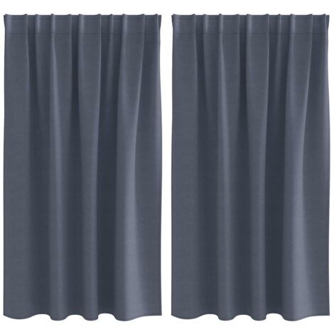 Blackout Curtains with Rings Anthracite Polyester vidaXL