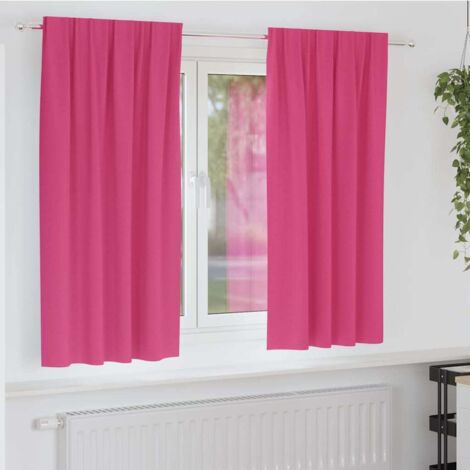 Blackout Curtains with Rings Bright Pink Polyester vidaXL