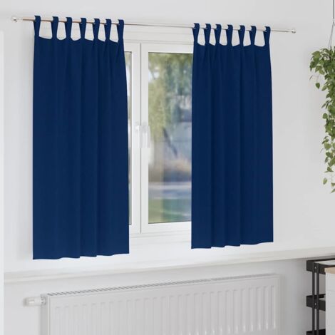 Blackout Curtains with Rings Dark Blue Polyester vidaXL