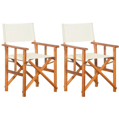 Chairs 2 Pcs Solid Acacia Wood Brown, Wooden Folding Directors Chairs Uk