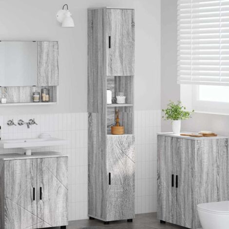 Bathroom Cabinet with Storage Grey Sonoma 30 x 35 x 192 cm vidaXL (1/5)