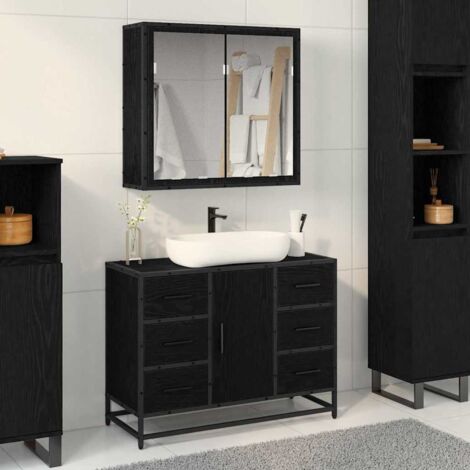 Bathroom Furniture Set 2 pcs Black oak Engineered wood vidaXL (1/5)