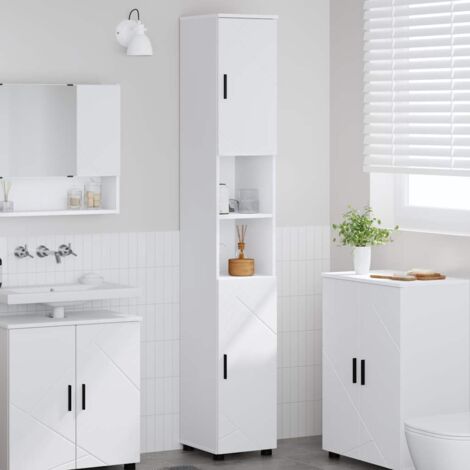 Bathroom Cabinet White 30 x 35 x 192 cm Engineered wood & Metal vidaXL (1/5)