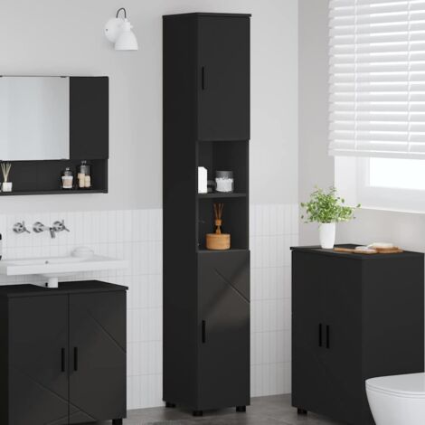 Bathroom Cabinet Black 30 x 35 x 192 cm Engineered wood & Metal vidaXL (1/5)