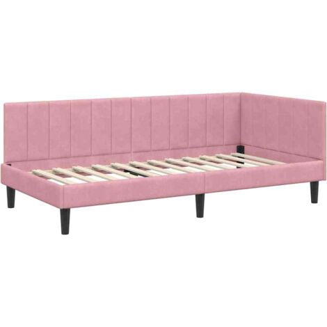 Corner Bed Frame with Headboard Pink 90 x 190 cm Velvet vidaXL