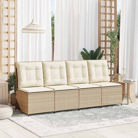 Garden Sofa with Cushion Beige Poly rattan vidaXL
