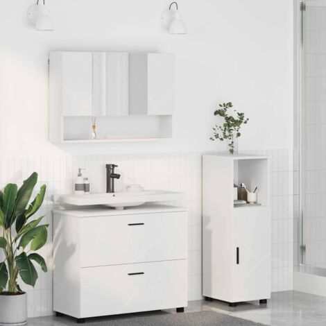 Bathroom Furniture Set 3 pcs White Engineered Wood and Metal vidaXL (1/5)