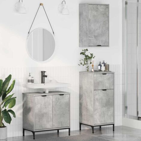 Bathroom Furniture Set 3 pcs Concrete grey Engineered wood vidaXL (1/5)