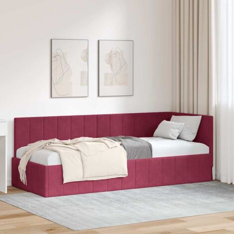Corner Bed Frame with Headboard Wine red 80 x 200 cm Velvet vidaXL