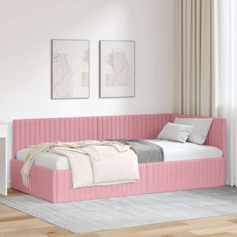 Corner Bed Frame with Headboard Pink 100 x 200 cm Velvet vidaXL