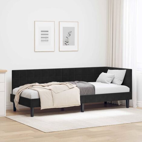 Corner Bed Frame with Headboard Black 80 x 200 cm Velvet vidaXL