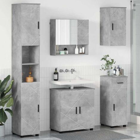 Bathroom Furniture Set with Drawer 5 pcs Concrete Grey vidaXL (1/5)