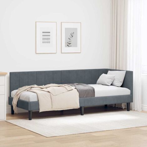 Corner Bed Frame with Headboard Dark grey 80 x 200 cm Velvet vidaXL