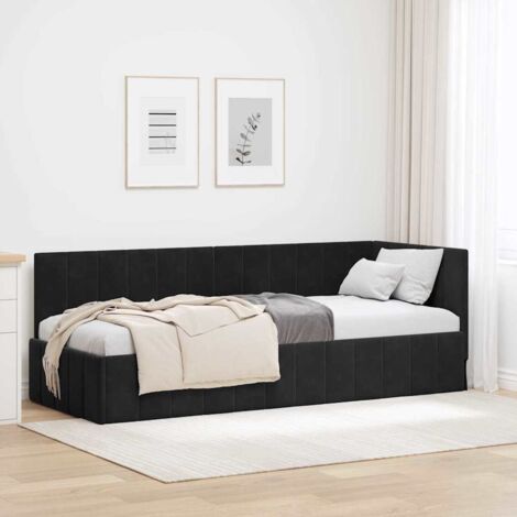 Corner Bed Frame with Headboard Black 80 x 200 cm Velvet vidaXL