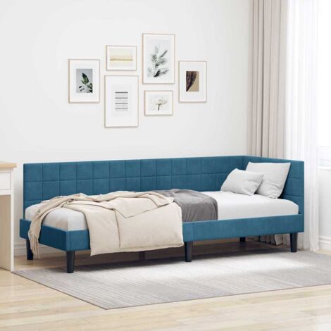 Corner Bed Frame with Headboard Blue 80 x 200 cm Velvet vidaXL