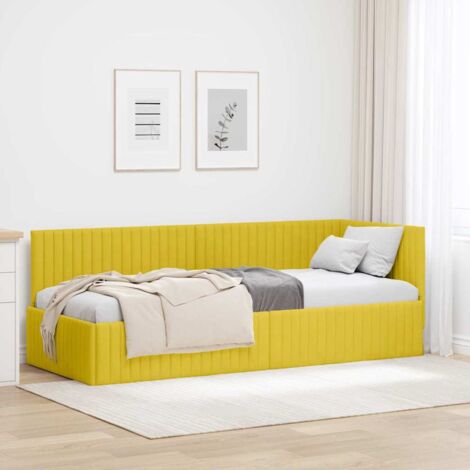 Corner Bed Frame with Headboard Yellow 80 x 200 cm Velvet vidaXL