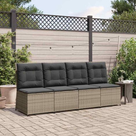 Garden Sofa with Cushion Grey Poly rattan vidaXL